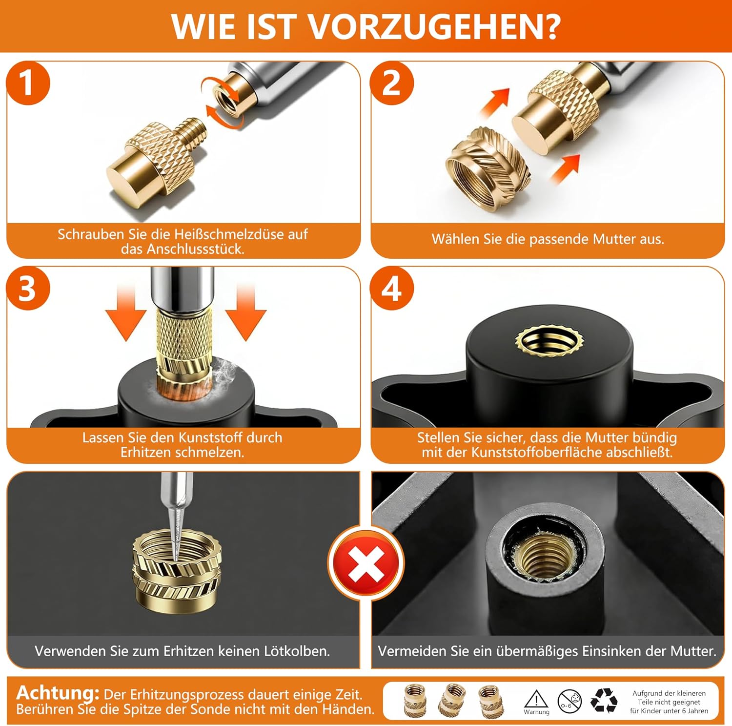 Detalle de 450 Stk Gewindeeinsätze Lötspitzen Set mit LCD-Lötkolben – 80 W, 7 Spezialspitzen, Adapter & Ständer