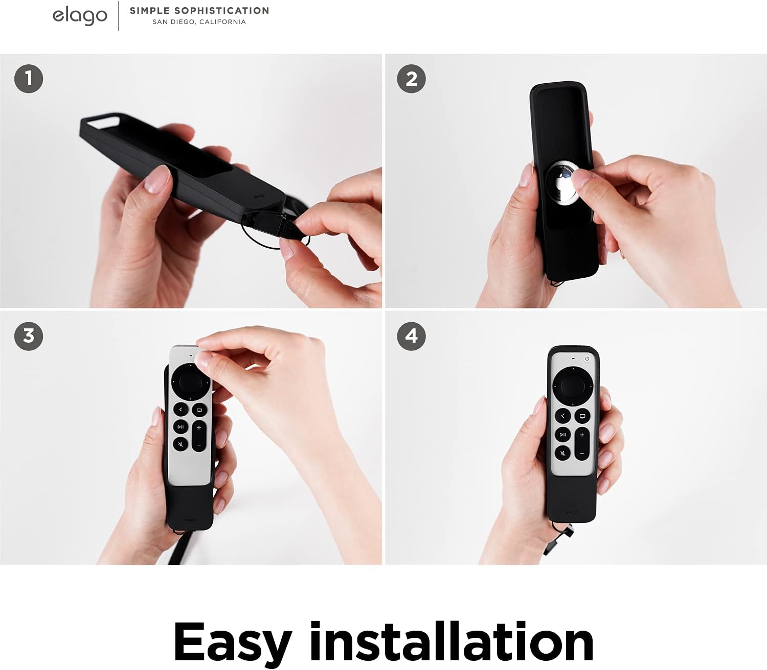 Thumbnail 4 de elago Étui de localisation R5 pour Apple TV 4K Siri Remote (3e/2e génération, 2021-2022) avec emplacement AirTag et lanière