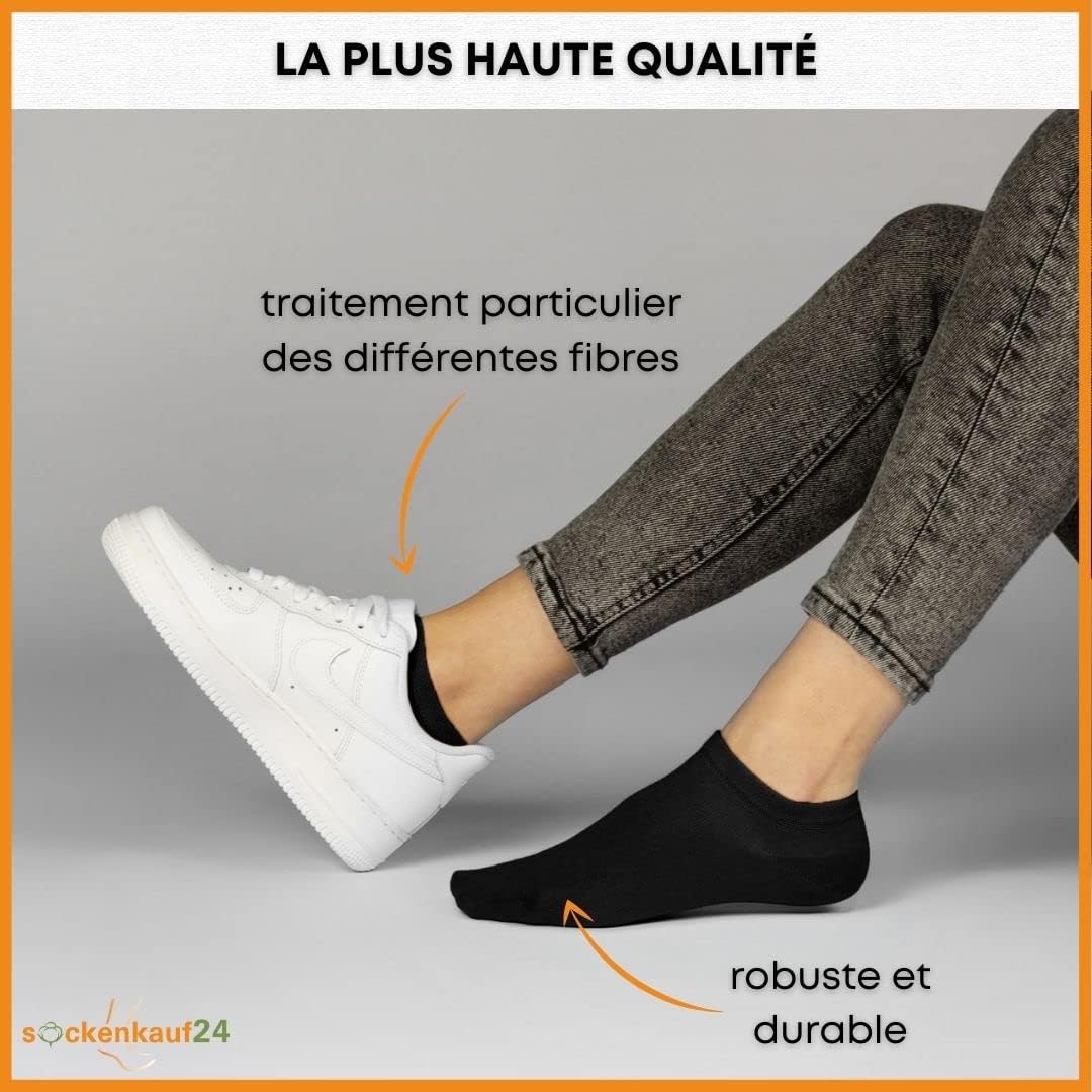 Detalle de sockenkauf24 – Lot de 10 paires de chaussettes basses coton respirantes homme/femme