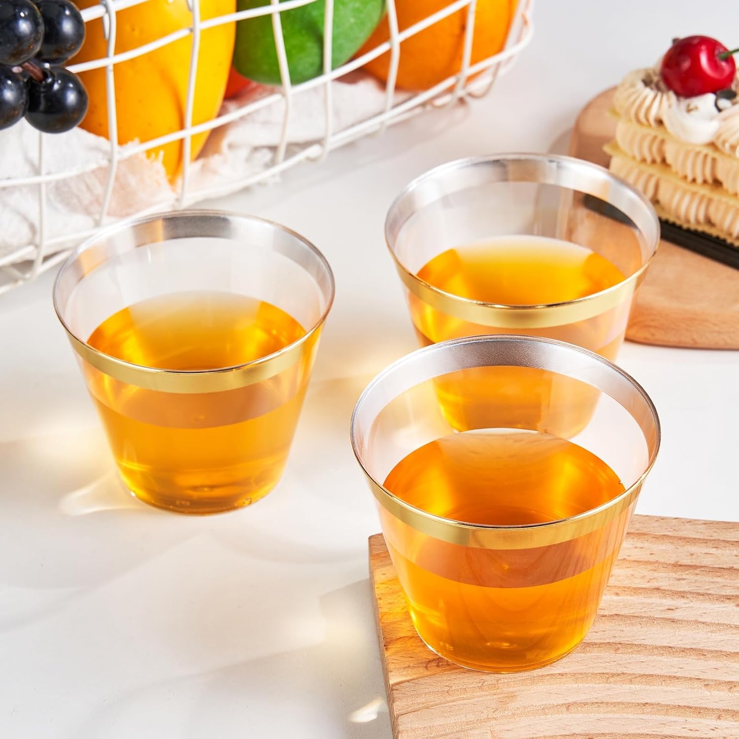 Thumbnail 5 de RACETOP 9 oz Clear Disposable Cups with Gold Rim (200 Pack) – Elegant, Durable, and Convenient