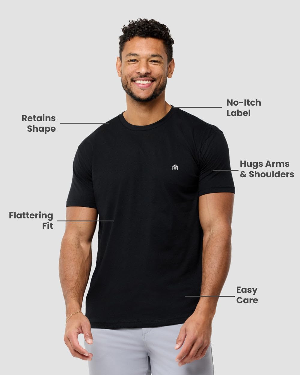 Detalle 2 de Athletic Fit Men’s T-Shirt 4-Way Stretch S-4XL