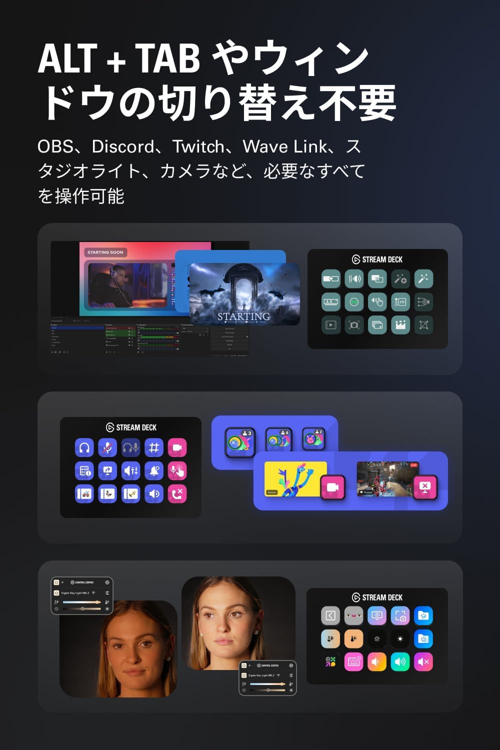 Detalle de Elgato Stream Deck MK.2 10GBA9901-AMZ 15キー配列 ライブ配信・作業操作用コントローラー