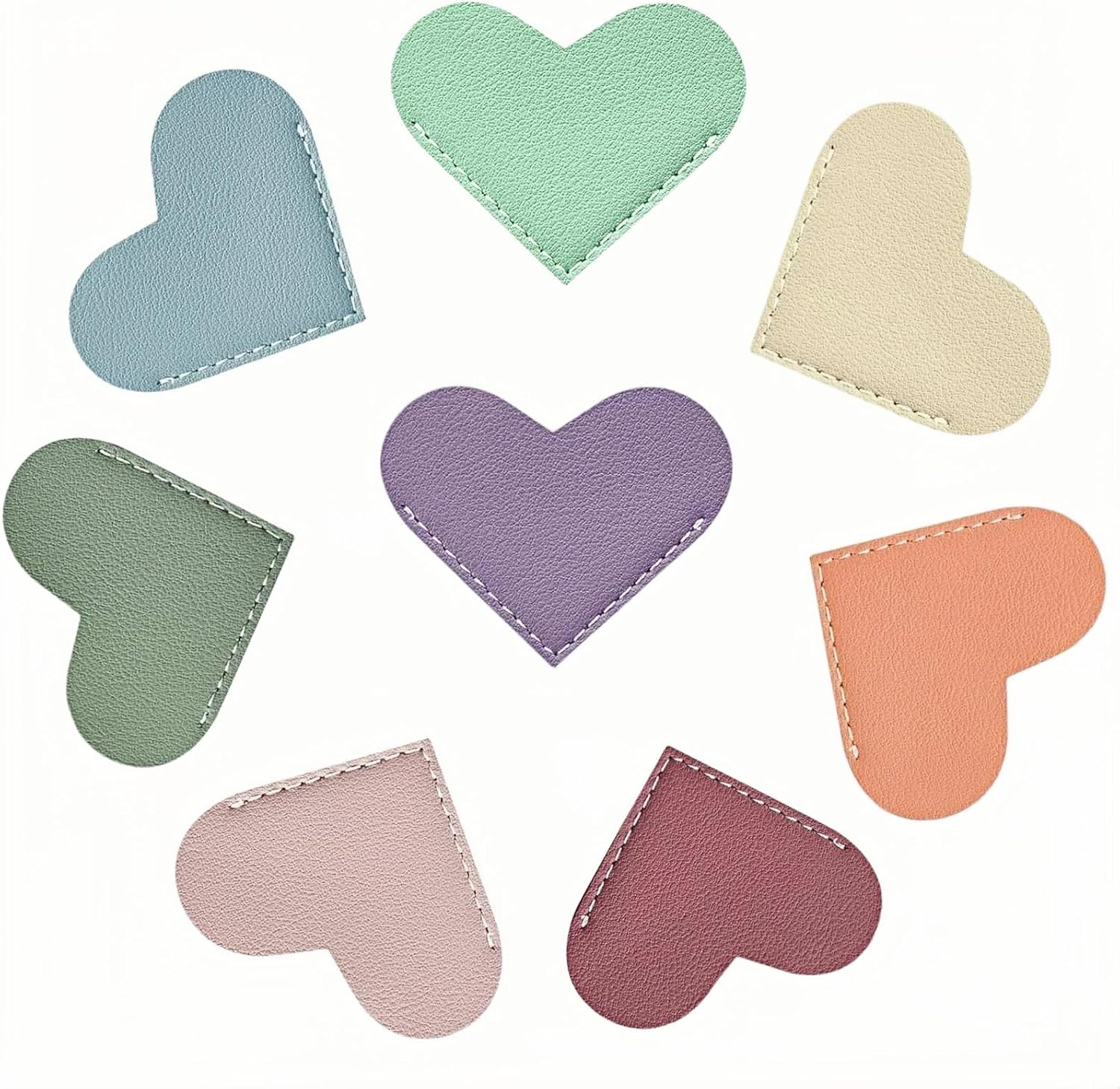 Detalle de OOEOO PU Leather Heart Corner Bookmarks, 8-Piece Multicolor Set