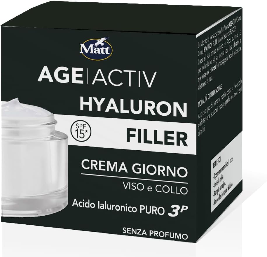 Detalle de Matt AGEACTIV Hyaluron Filler Crema Viso e Collo con Acido Ialuronico e SPF 15, 50 ml