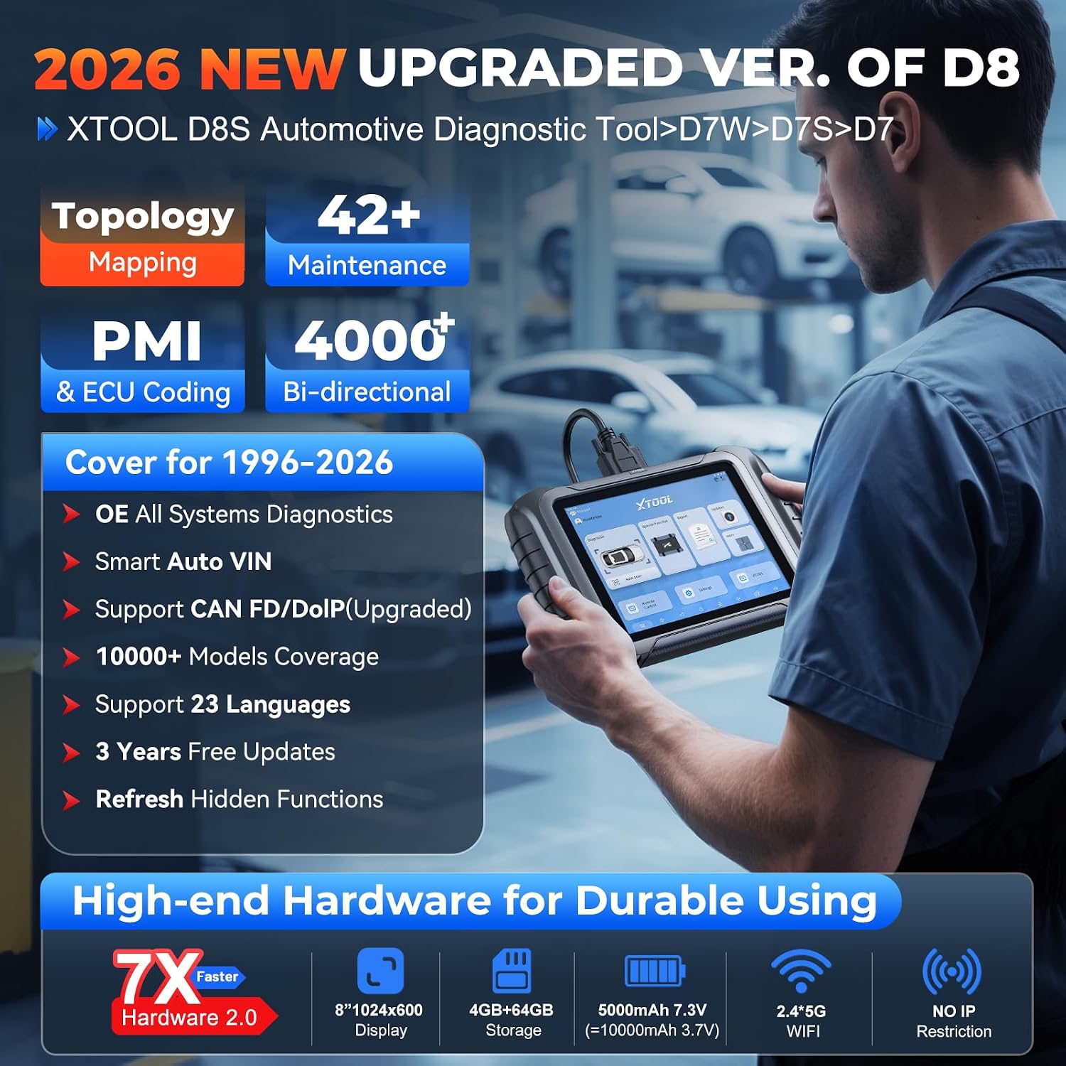 Thumbnail 1 de XTOOL D8S AI-Assisted Bidirectional OBD2 Scanner with Topology Mapping (2026 Upgrade)
