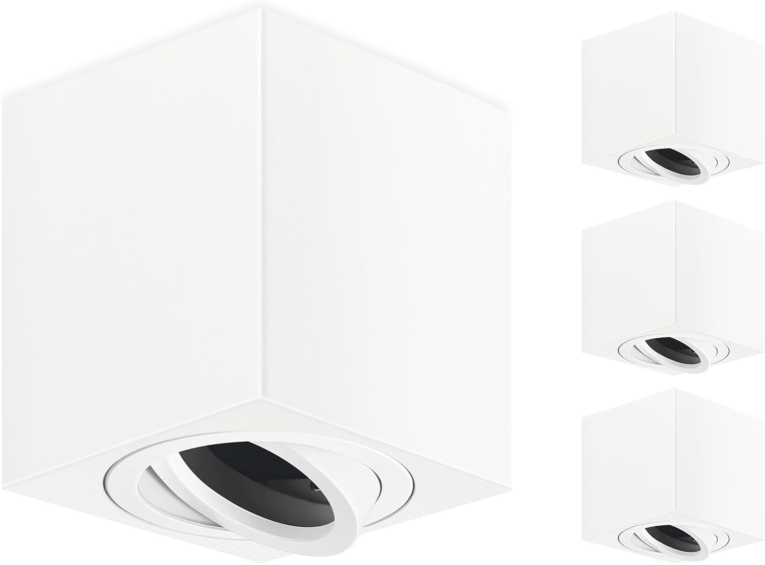 Detalle de GeyouLux Aufbauspots eckig schwenkbar 30° für GU10, Aufputz 230V – 4er-Set (ohne Leuchtmittel)