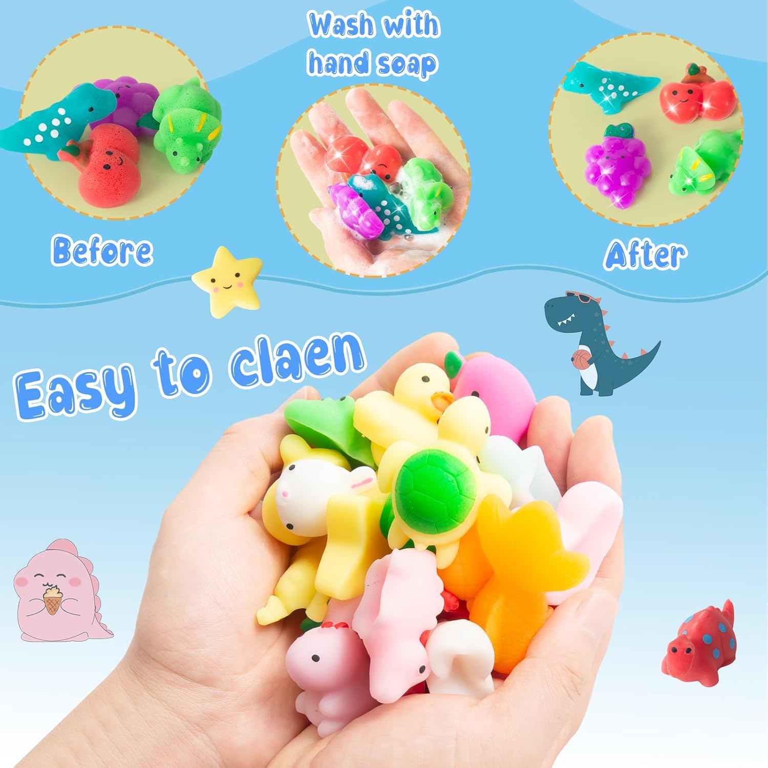 Thumbnail 3 de 32Pcs Mochi Squishy Toys mini kawaii animals & fruits stress relief fidget pack