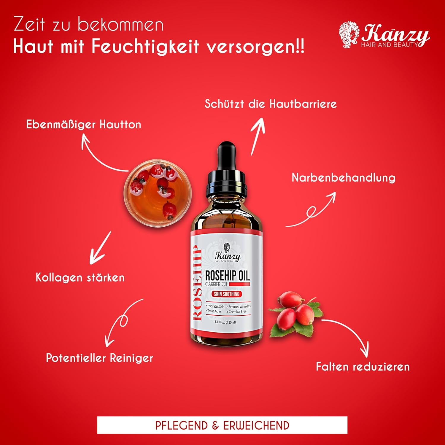 Detalle 2 de Kanzy Hagebuttenöl Kaltgepresst 120ml