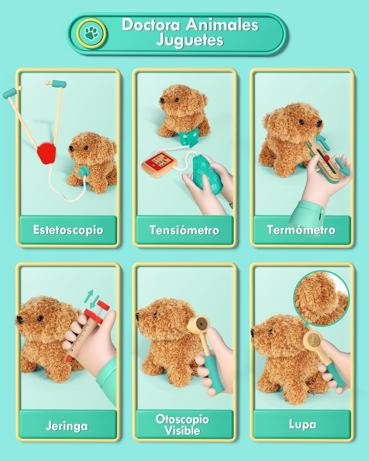 Detalle 2 de Maletin Medico Juguete Veterinario 21 piezas
