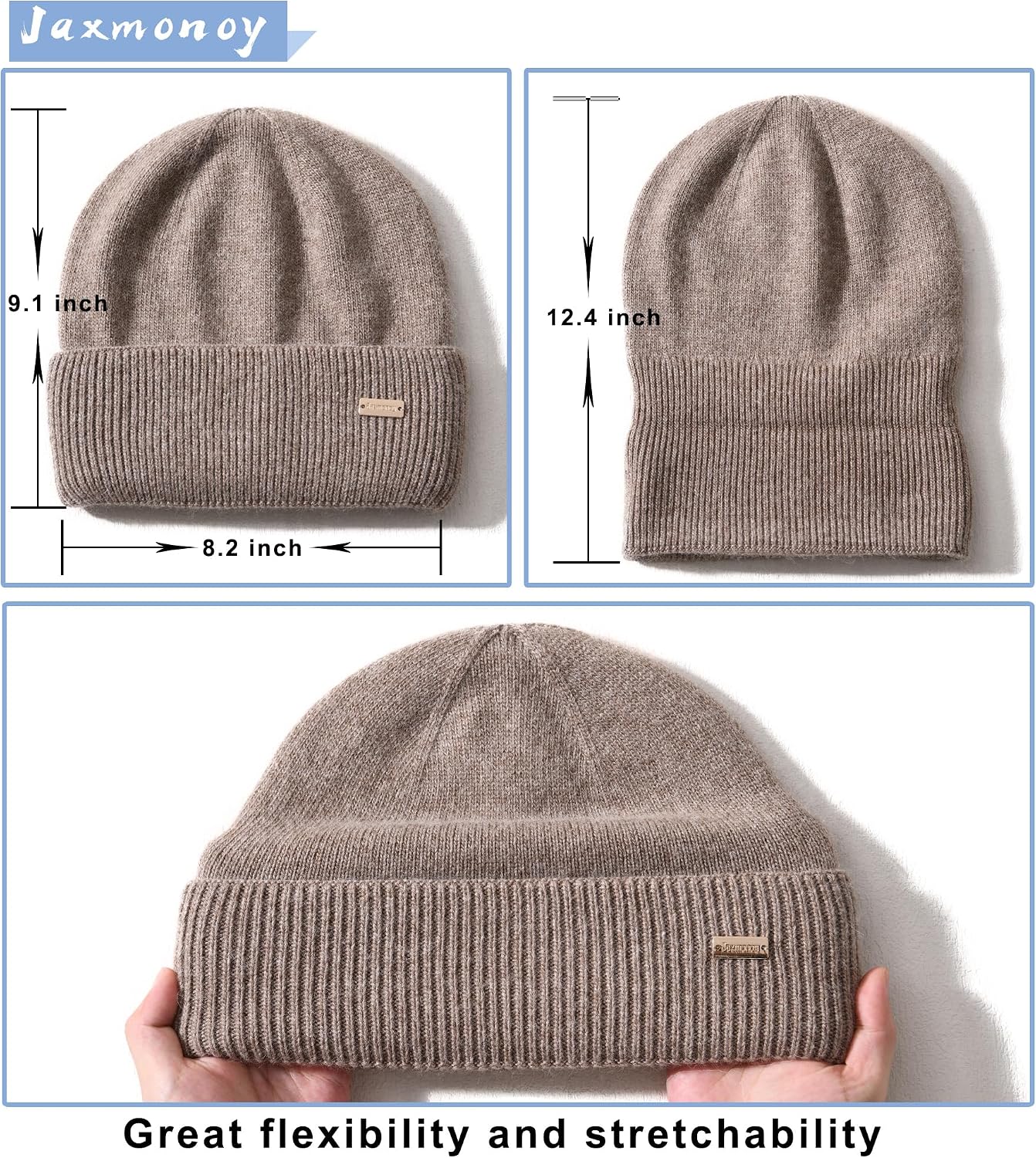 Thumbnail 4 de jaxmonoy Knit Beanie Soft Double-Layer Winter Hat