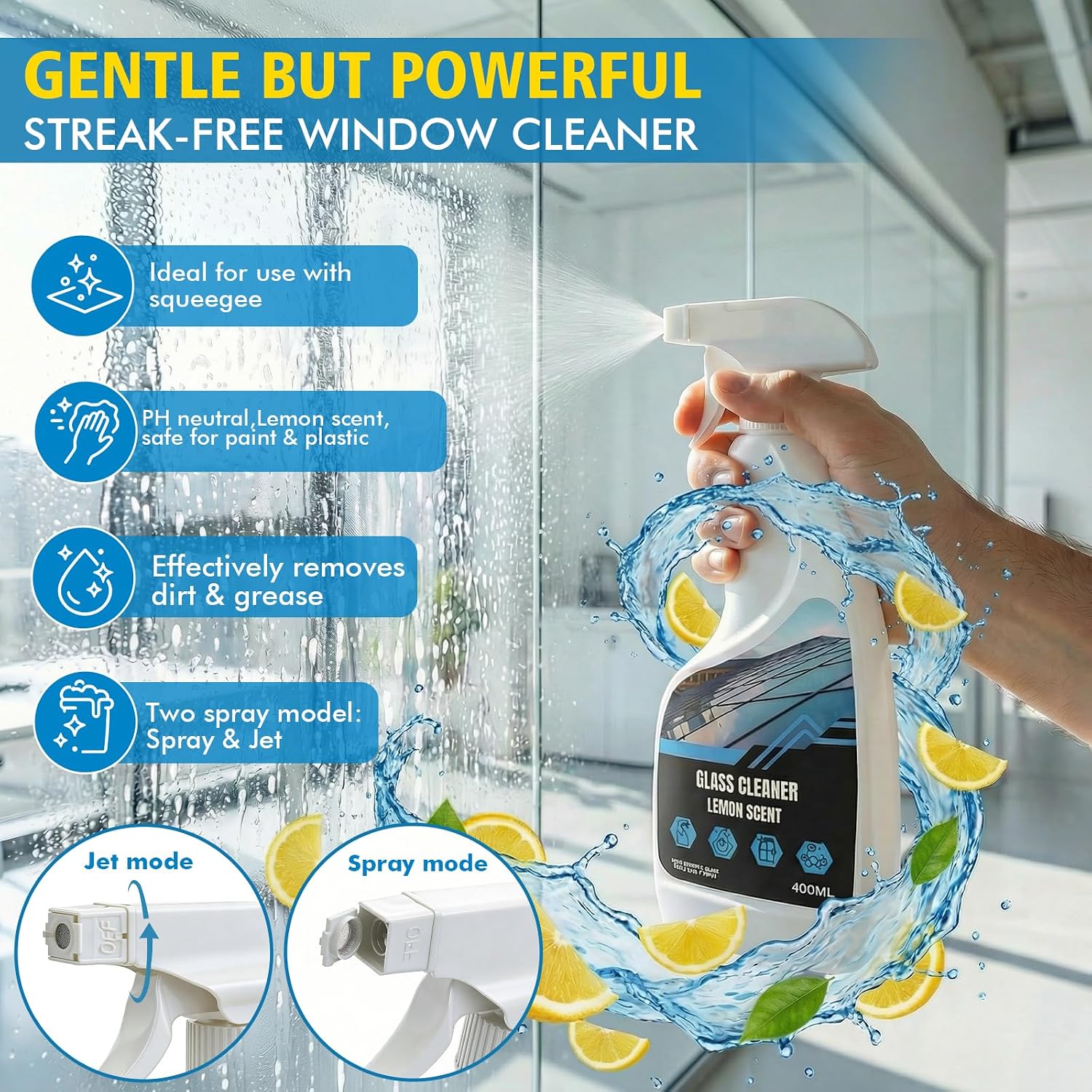 Thumbnail 2 de Scalnuvyyh 4.5M Window Cleaning Pole & 400ml Window Cleaner: A Practical Kit for High and Low Windows