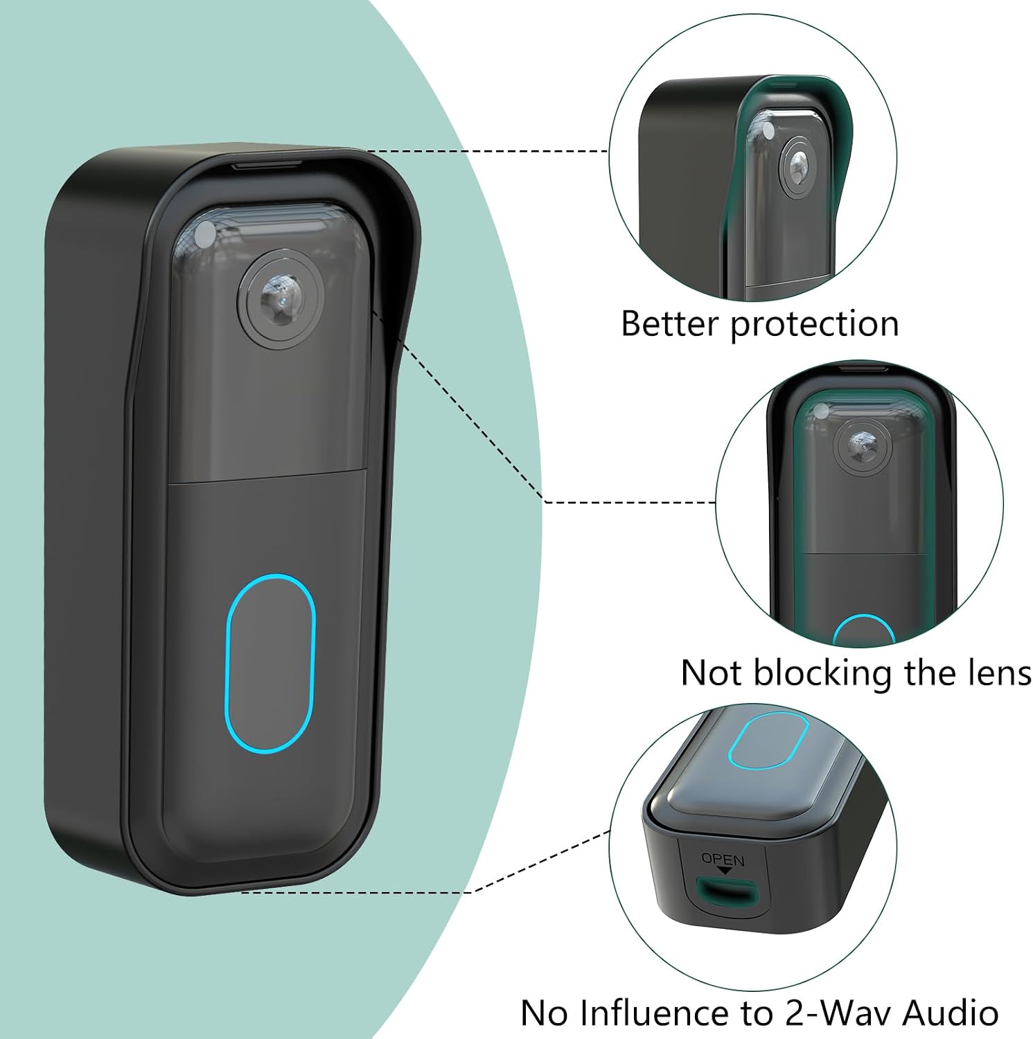 Detalle de Blink Doorbell Mount: Adhesive Door Mount for Blink Video Doorbell 2nd Gen (Black)