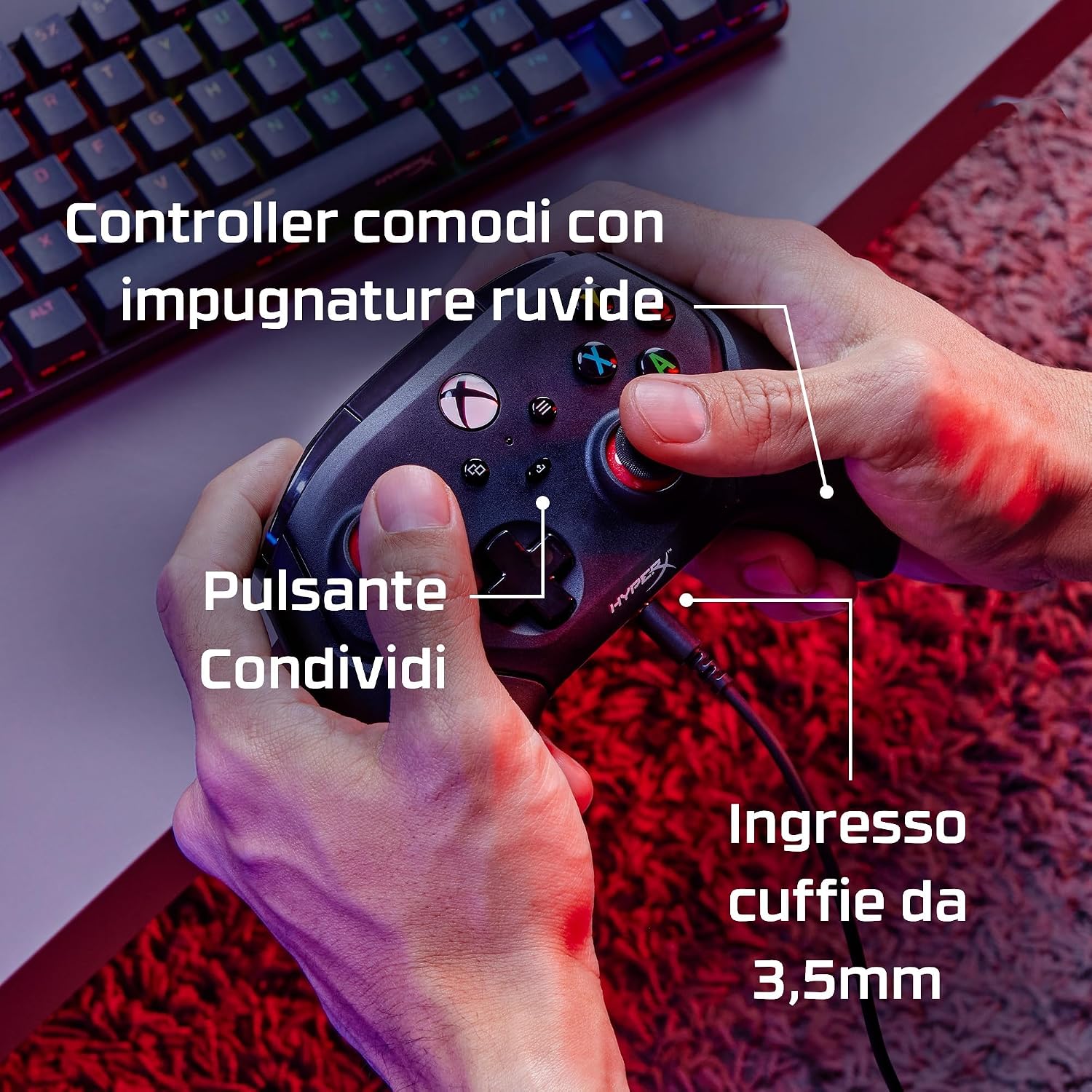 Thumbnail 5 de HyperX Clutch Gladiate: controller cablato USB-C per Xbox con doppio blocco dei grilletti e vibrazioni doppie