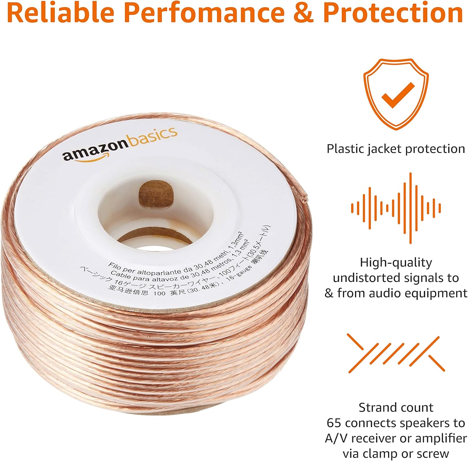 Thumbnail 1 de Amazon Basics 16-gauge speaker wire (1.3 mm²) bronze, 30.48 m roll