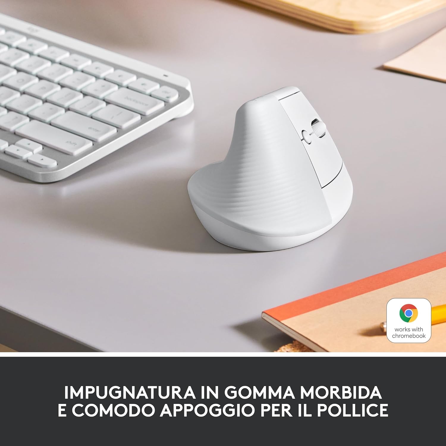 Detalle 2 de Logitech Lift Mouse ergonomico verticale senza fili, 4 tasti 🖱