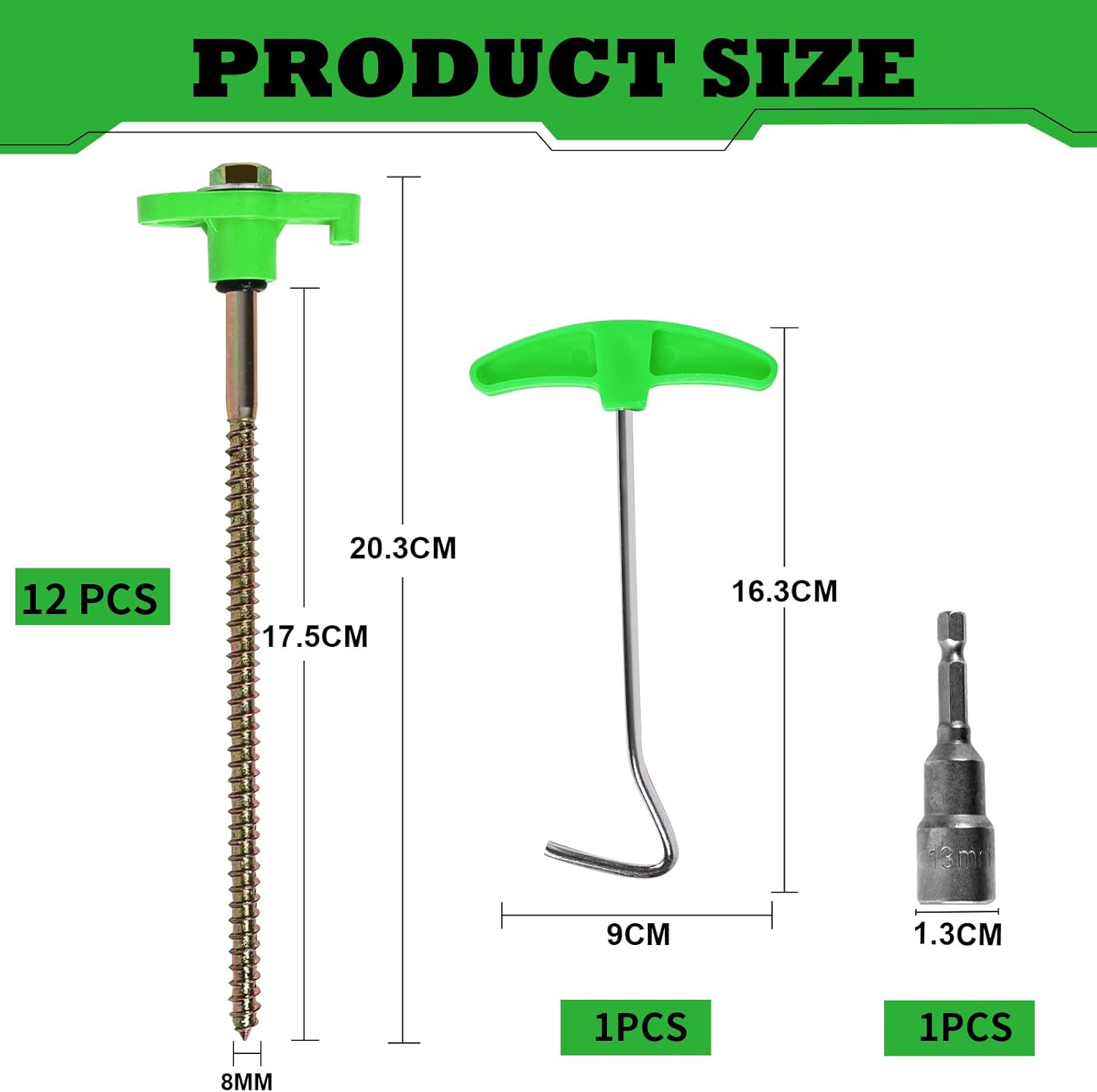 Thumbnail 4 de OFFOF 12 Pack Heavy Duty Metal Tent Pegs – Rotating Threaded Ground Anchors