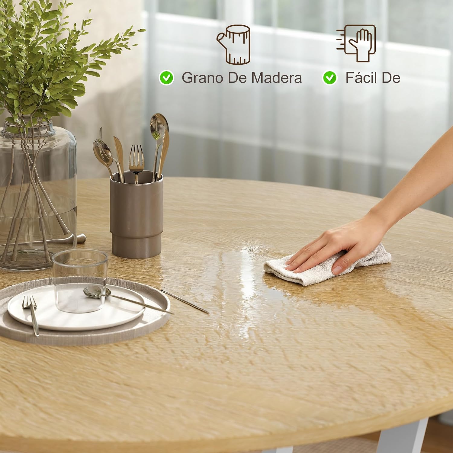 Thumbnail 6 de HOMCOM Mesa de comedor redonda Ø90 cm para 2