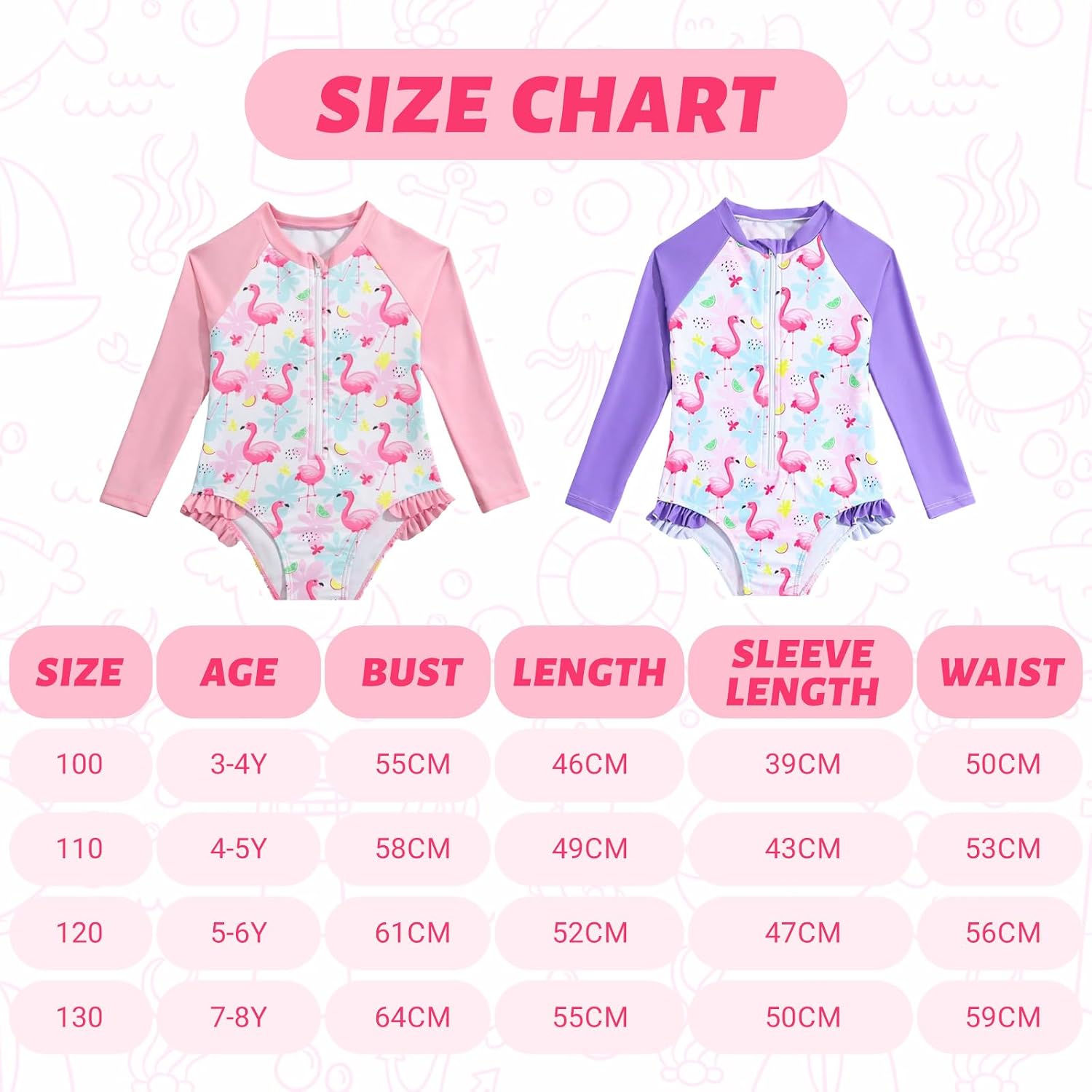 Thumbnail 3 de WYTbaby UV Langarm Badeanzug Mädchen 3–8 Jahre