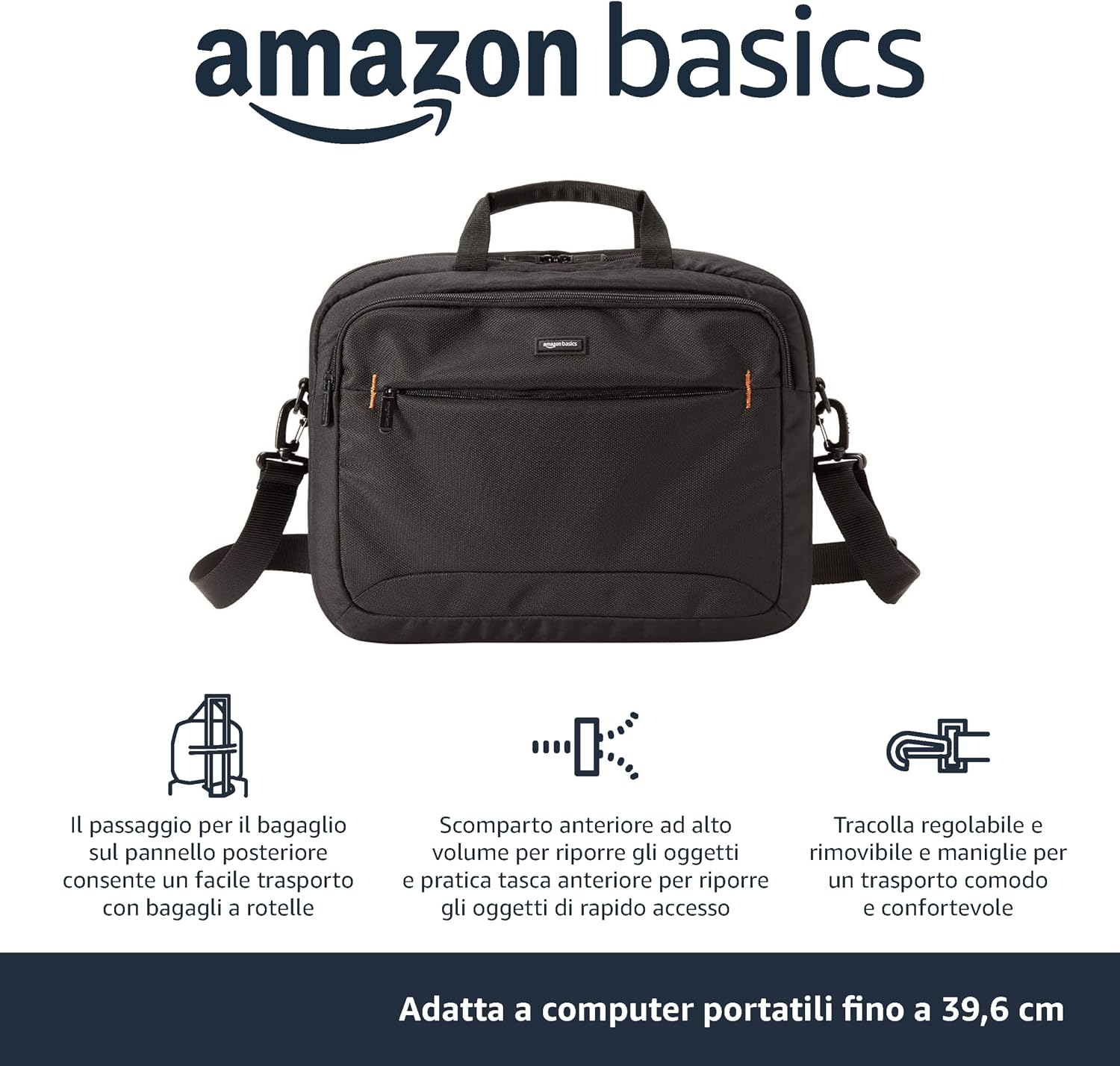 Thumbnail 2 de Amazon Basics Borsa compatta per laptop fino a 15,6” (40 cm) con tasche accessori, nera