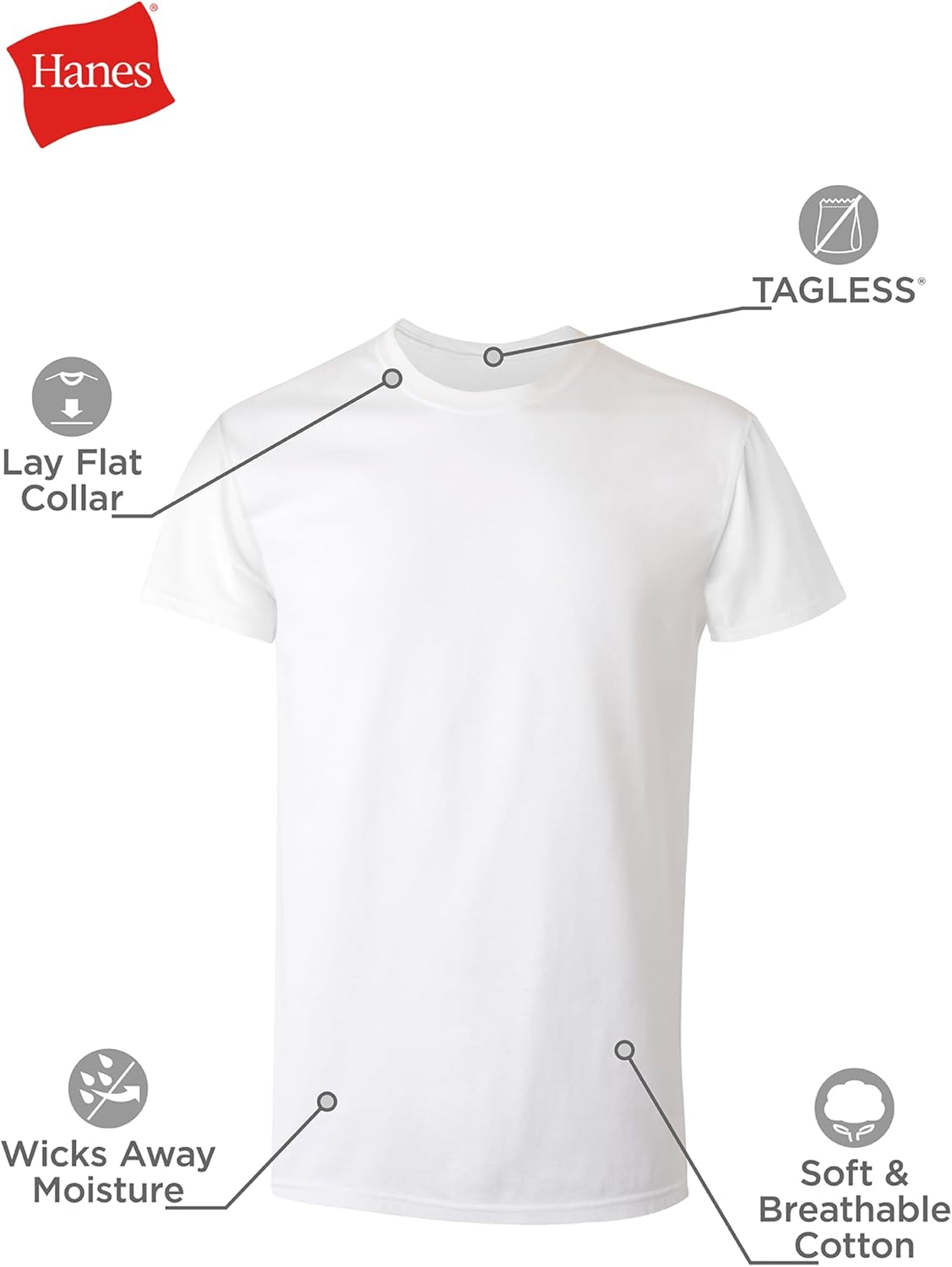 Detalle 2 de Hanes Men's Undershirt Packs: Stay-Tucked Soft Cotton, Classic Fit