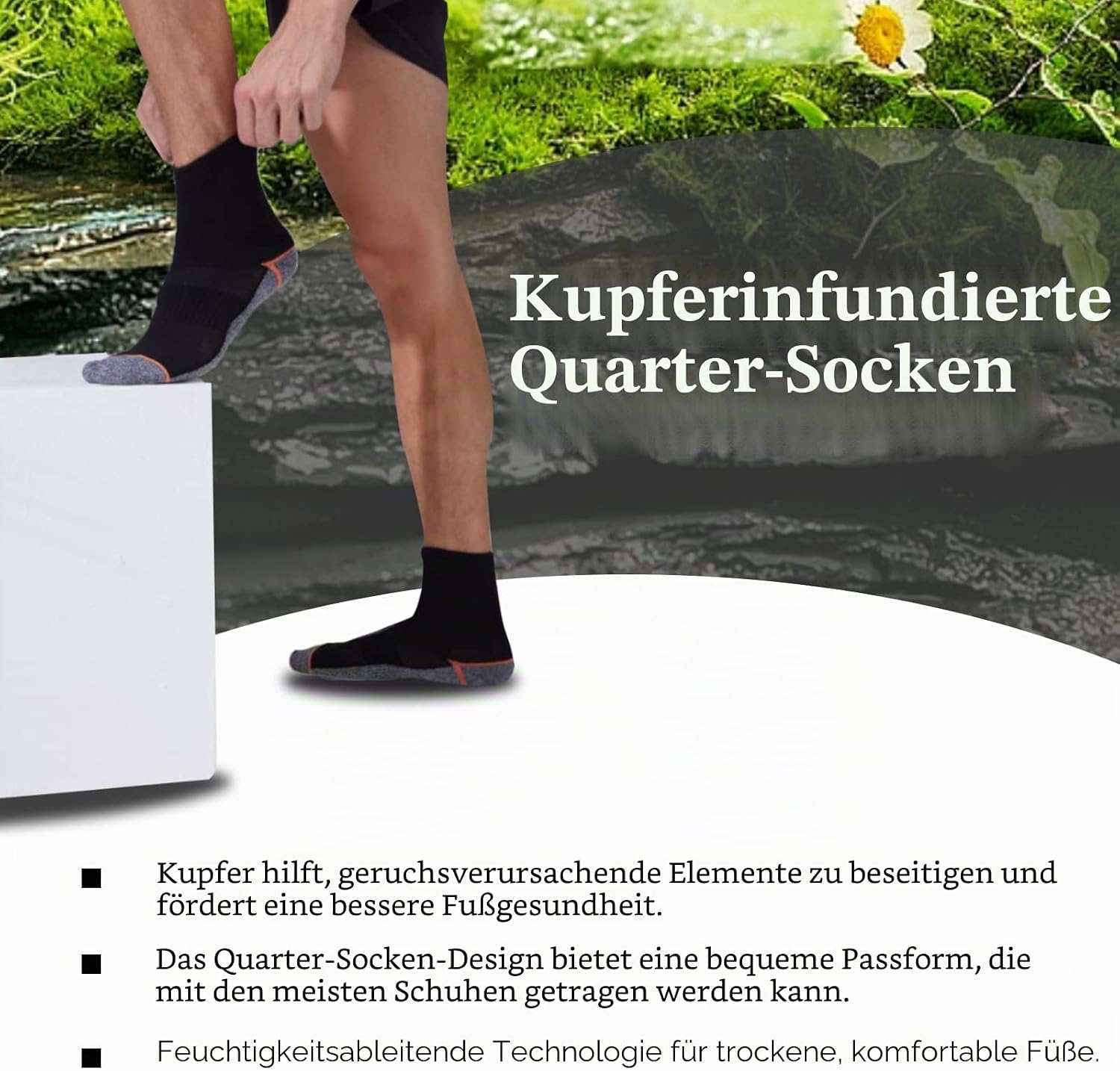 Detalle 2 de Kodal Kupfer Quarter-Socken 4/5 Paar für Komfort