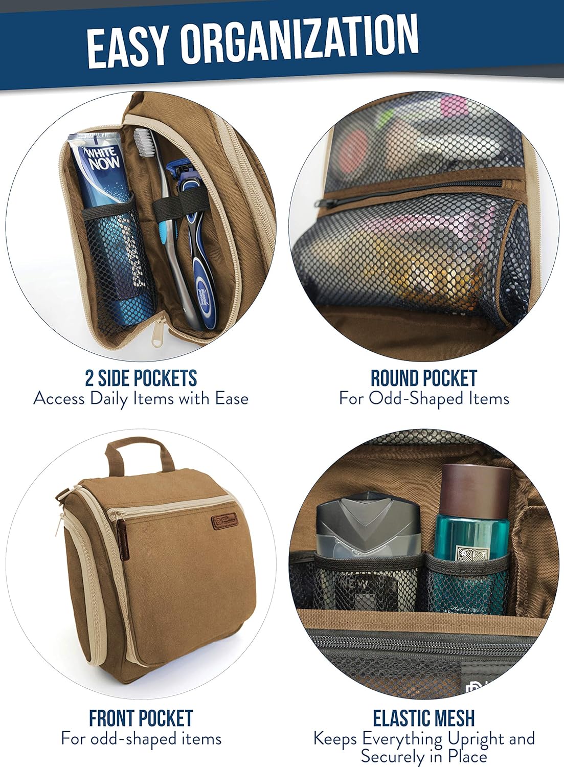 Thumbnail 3 de D&D Hanging Travel Toiletry Bag for Men and Women – Large, Water-Resistant with 10 Compartments and YKK Zippers