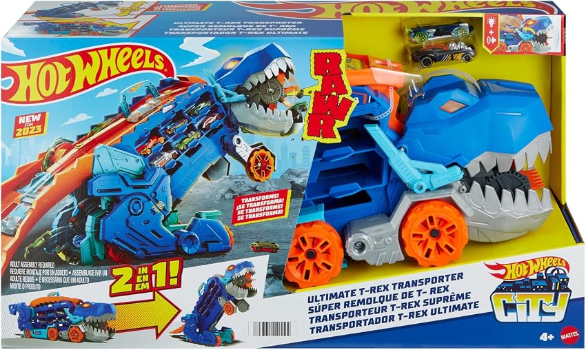 Thumbnail 5 de Hot Wheels City HNG50 Camión T‑Rex con pista y 2 coches
