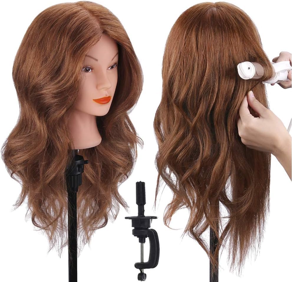 Detalle de TopDirect IEOJDE Cosmetology Mannequin Head with Dark Brown Human Hair