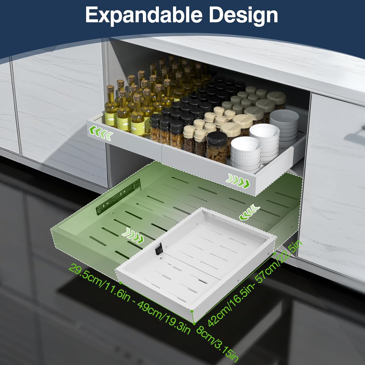 Detalle 2 de Pull-out cabinet organizer, carbon steel