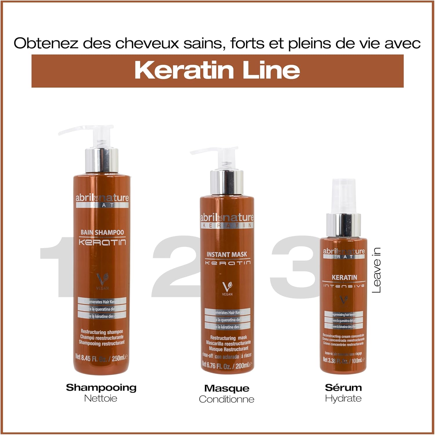 Thumbnail 5 de abril et nature Shampooing Professionnel à la Kératine – Répare & Restructure, cheveux naturels ternes (1000 ml)