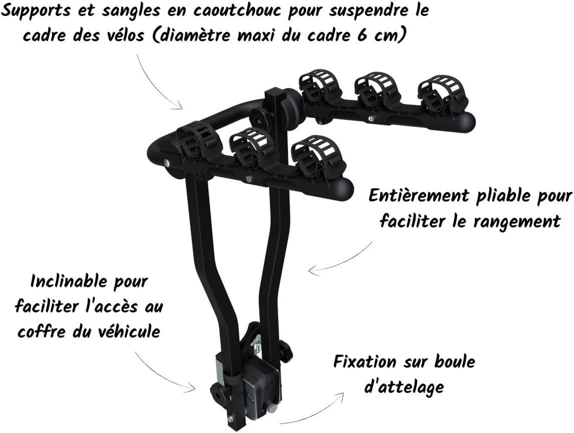 Detalle 2 de Peruzzo Arezzo Tow Ball Cycle Carrier for 3 Bikes, Folding Alloy Steel