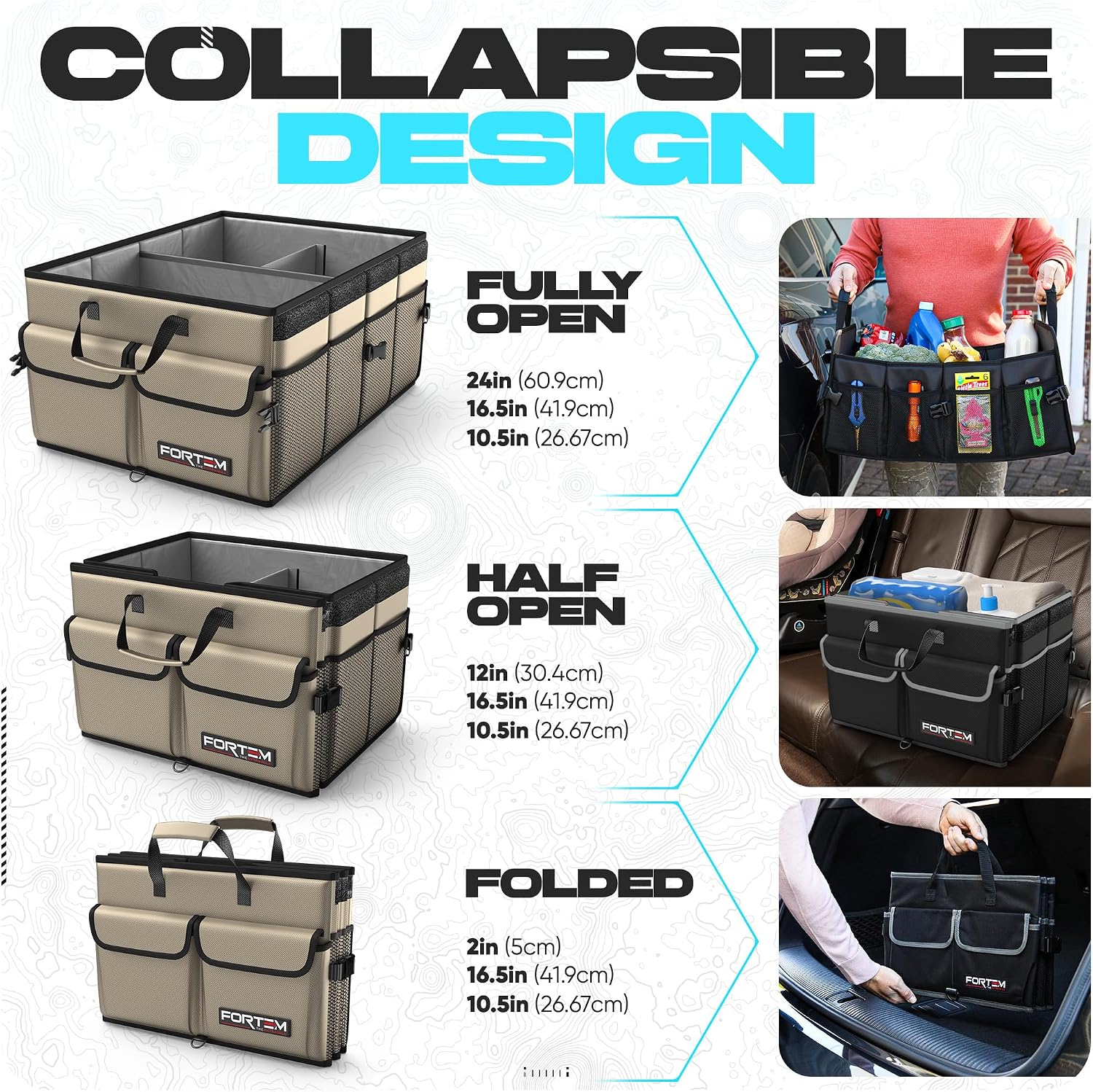 Detalle de FORTEM Car Trunk Organizer, 65L