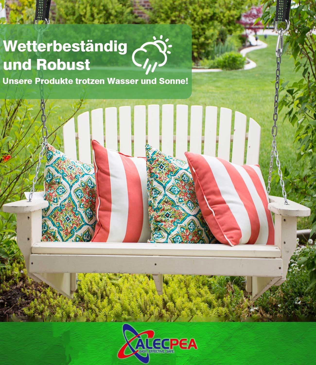 Thumbnail 4 de ALECPEA 2er-Set Schaukelbefestigung für Hängematten – Nylon-Gurte, Schwerlast-Karabiner und D-Ringe