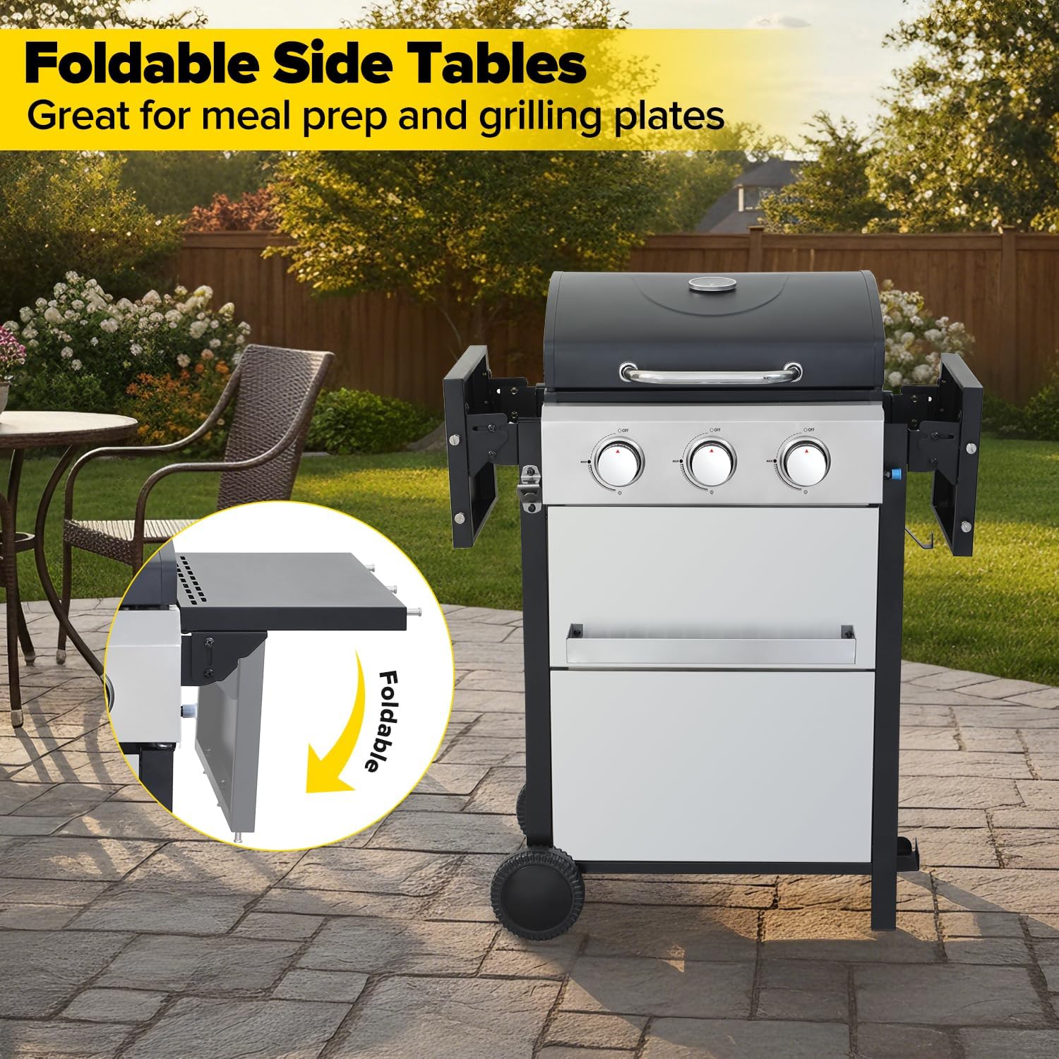 Detalle de IdeaMaxx propane grill, 322 sq. in. cooking area