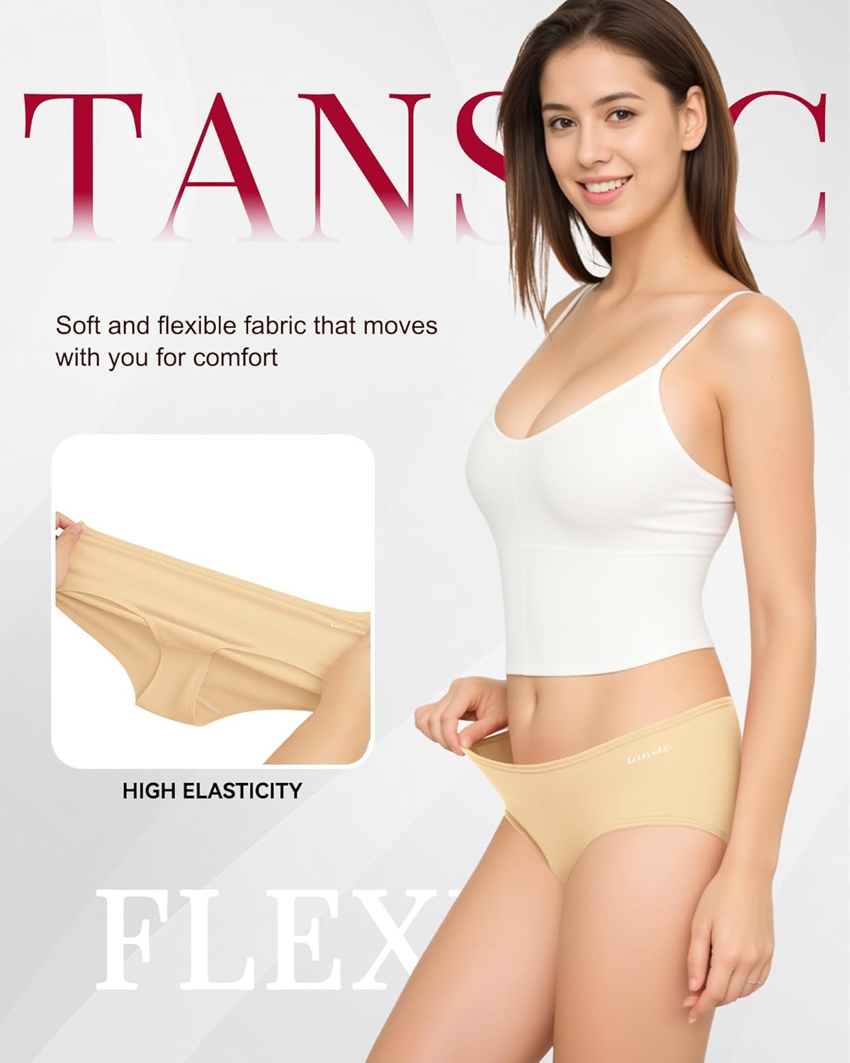 Detalle de TANSTC Damen Unterhosen Baumwolle 6er-Pack Hipster Slips – niedrige Taille, Stretch & atmungsaktiv