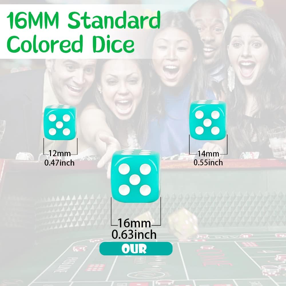 Detalle de SLSESIN 100 Pieces 16MM Dice Set with Colorful D6 and Portable Box