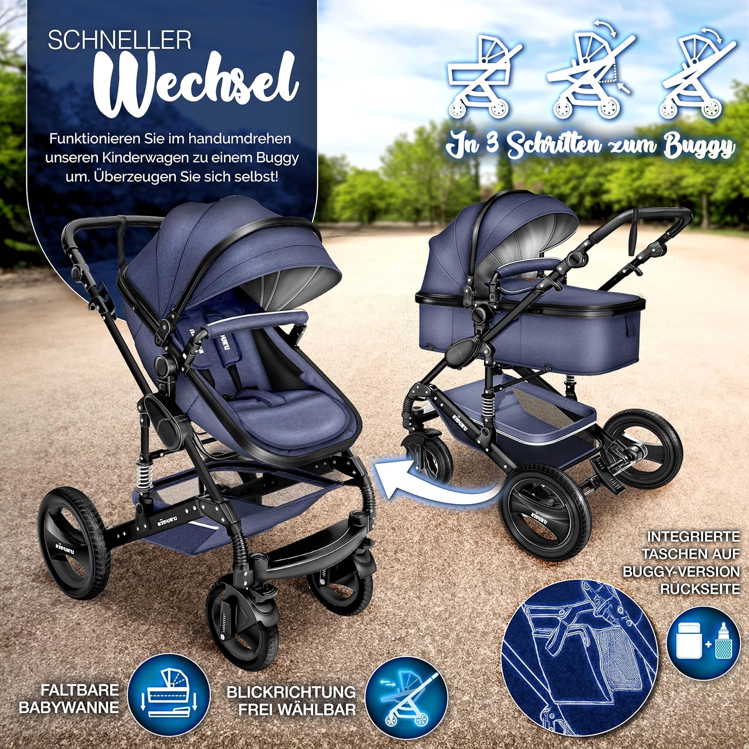 Thumbnail 4 de KIDUKU 3 in 1 Kinderwagen XXL 22 kg 👶