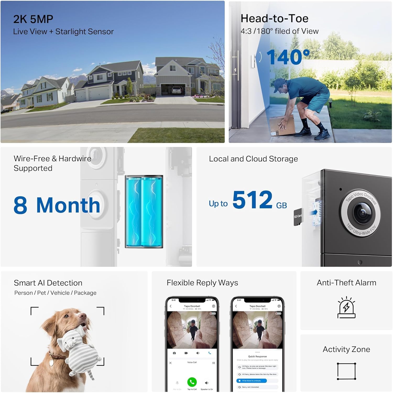 Detalle de TP-Link Tapo D235 2K 5MP Wireless Doorbell with 180° DFOV