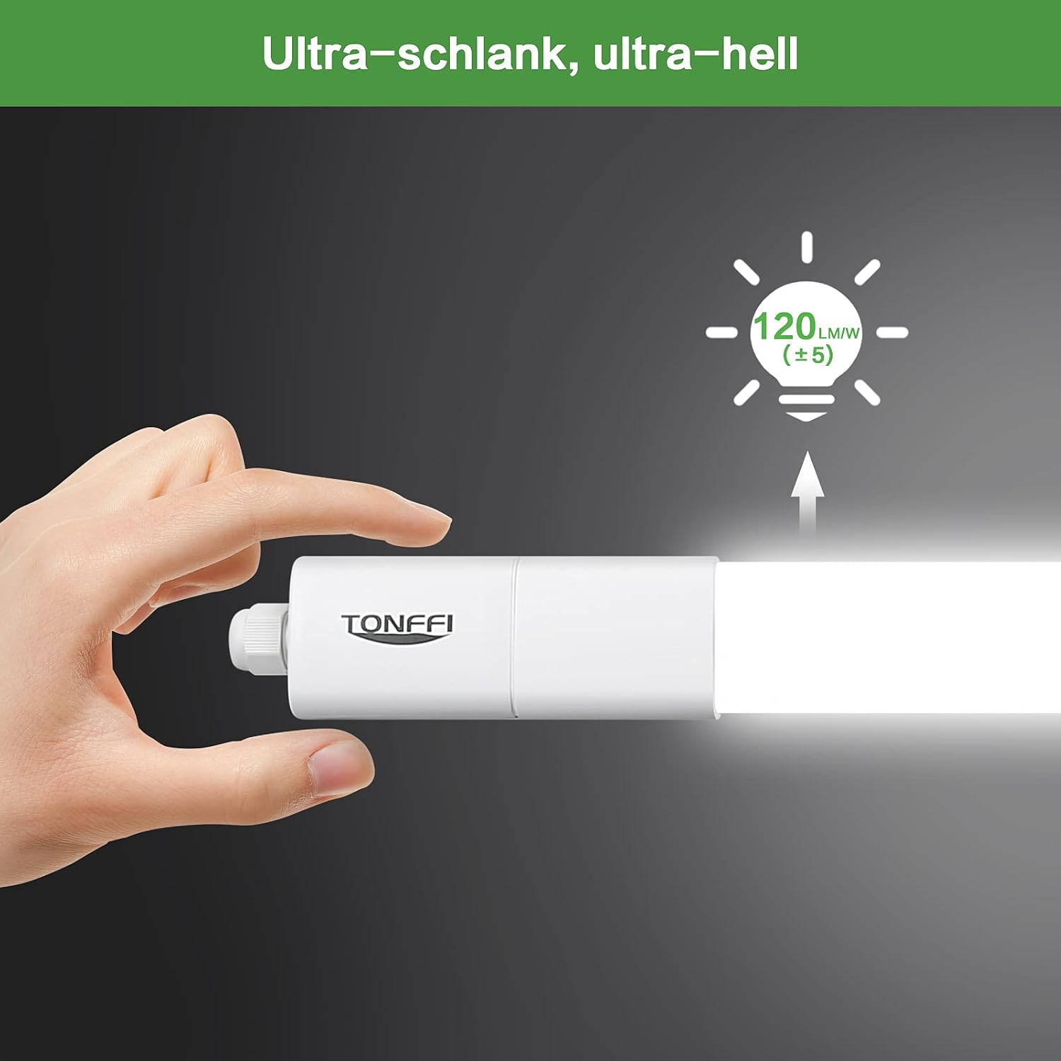 Detalle de TONFFI LED Feuchtraumleuchte 115 cm – 36W, 4100 lm, 4000K Neutralweiß, IP65, verknüpfbar