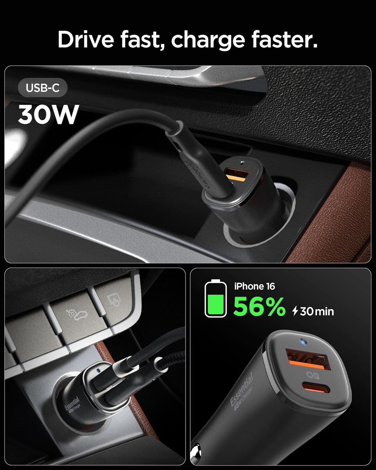 Thumbnail 2 de Spigen ArcStation 48 W chargeur allume-cigare double USB-C/USB-A rapide (PD/QC 3.0, PPS)