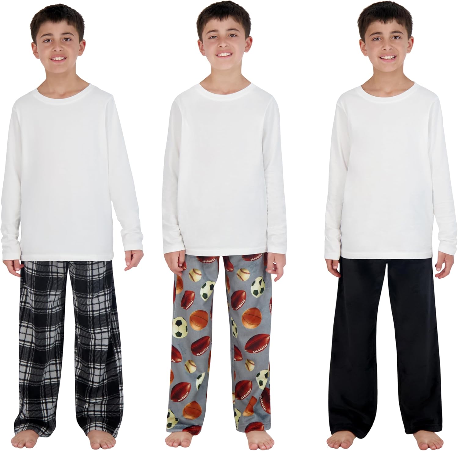 Thumbnail 1 de US Angels 3-Pack Boys Pajama Pants (Soft Micro Fleece or Jersey Knit) — Kids Sleepwear, Size 7–20