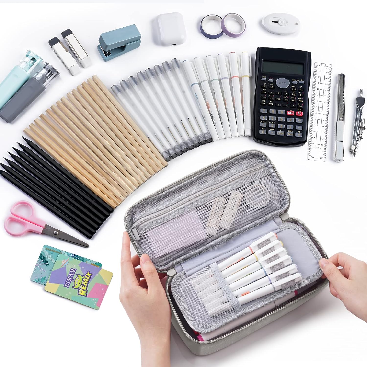 Detalle de WEMATE Large Pencil Case: High‑Capacity Canvas Pouch for Daily Use