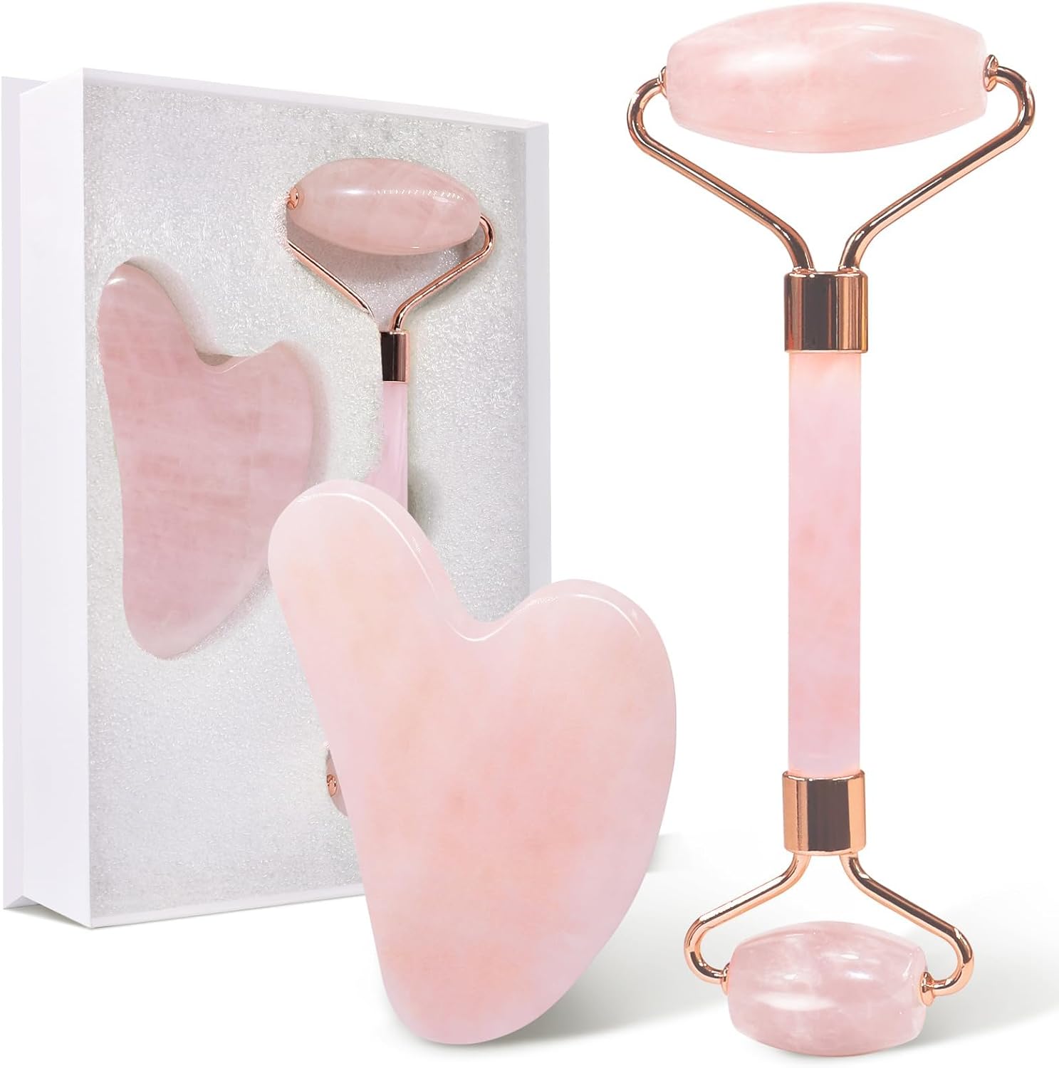 Detalle de GUGUG Gua Sha Rullo di Quarzo Rosa per il Viso