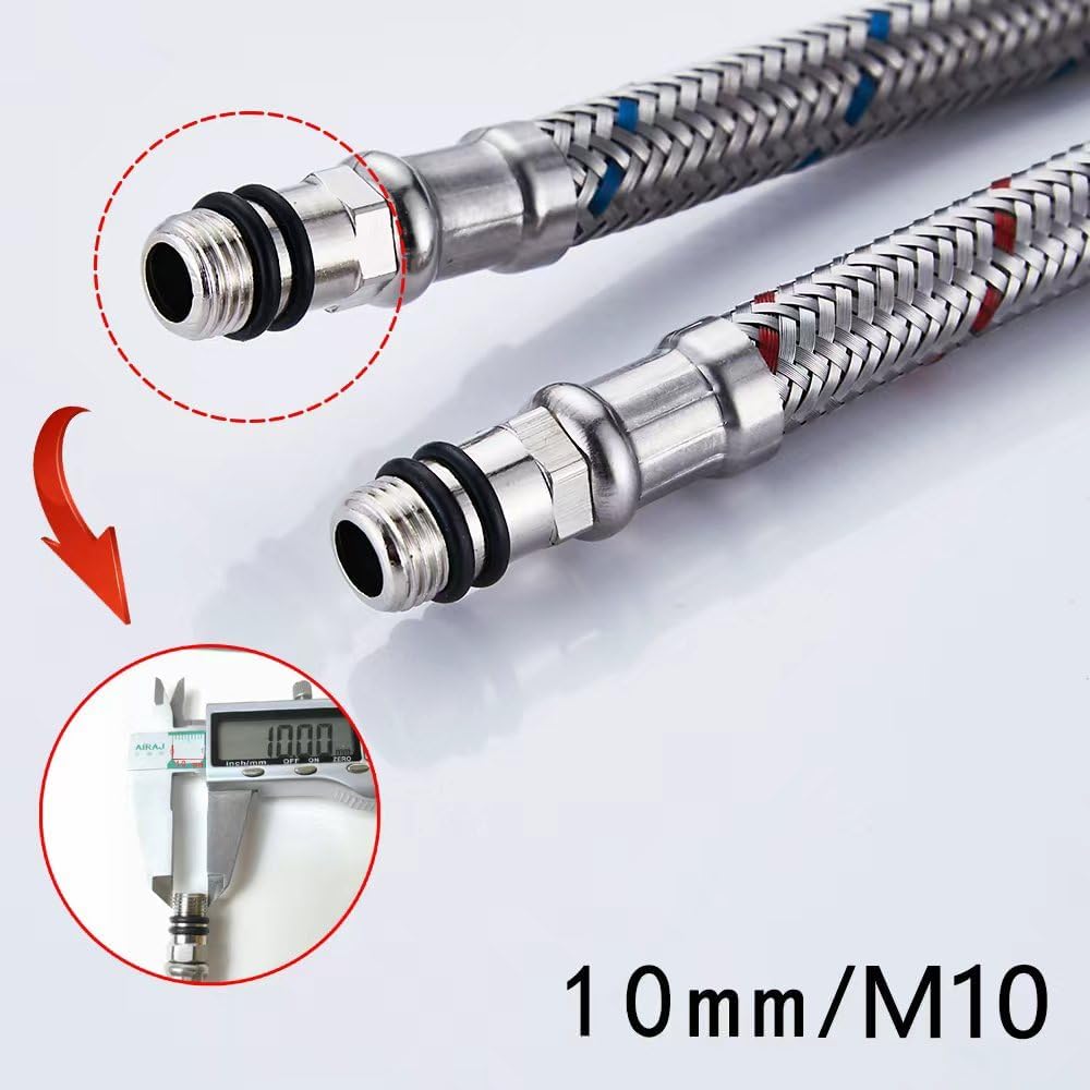 Thumbnail 3 de Heable Pack of 2 Monobloc Mixer Tap Connectors 1000mm Silver
