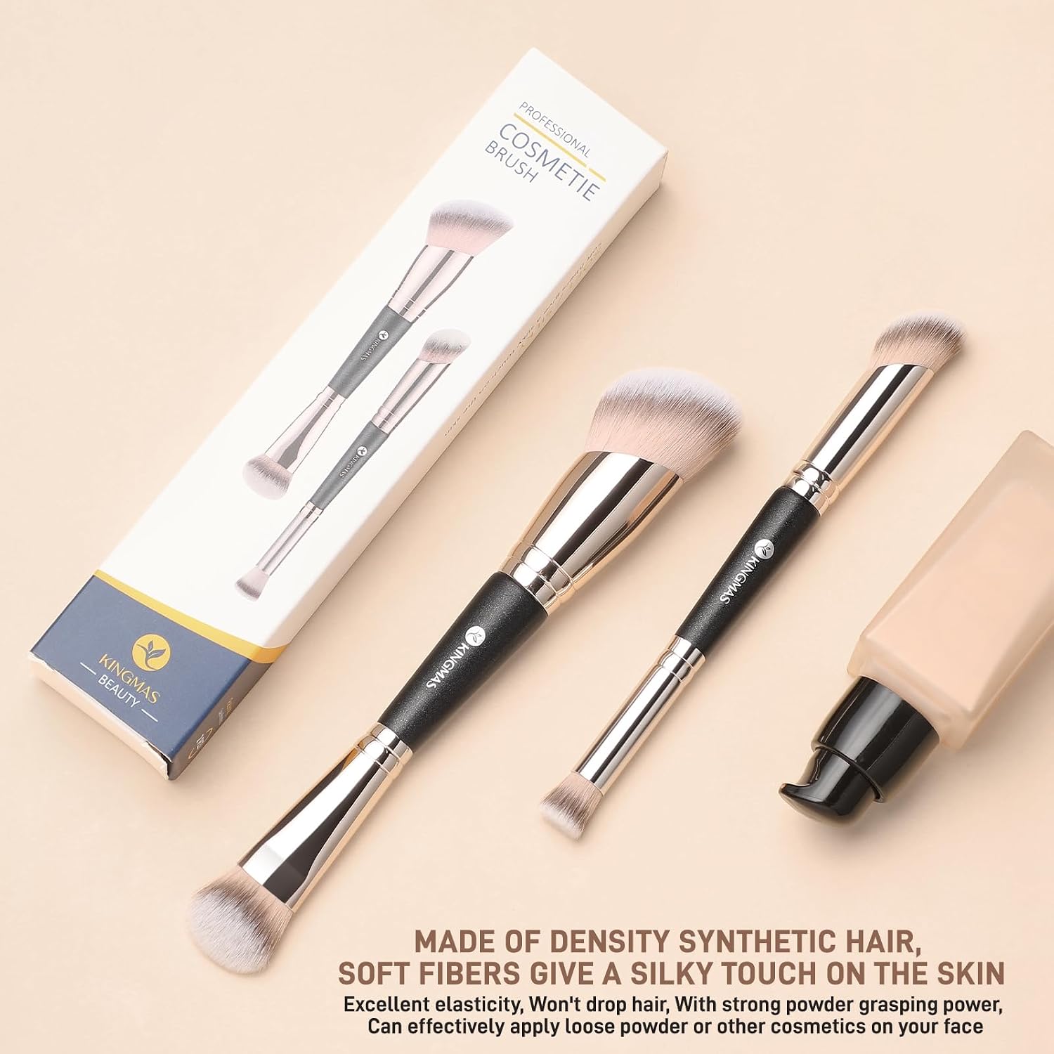 Thumbnail 6 de KINGMAS Double-Ended Foundation and Concealer Brush Set, 2-Piece Synthetic