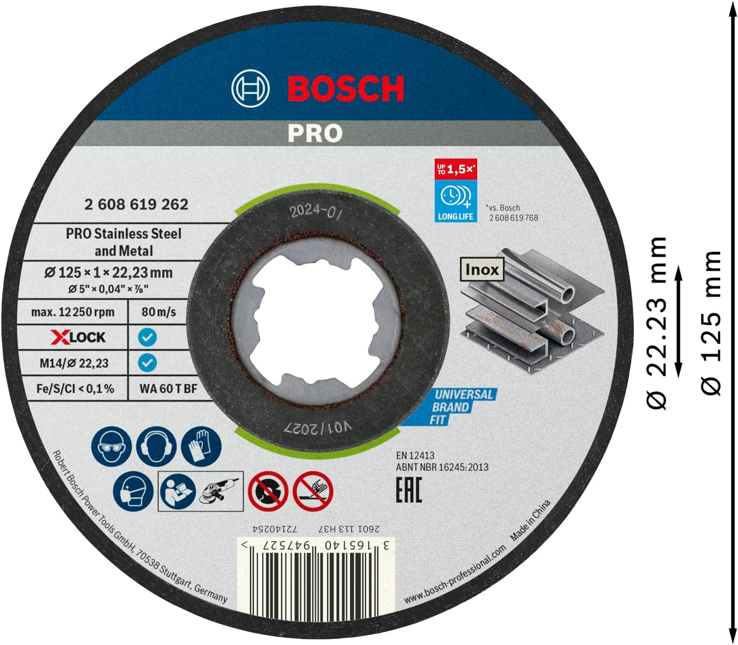 Thumbnail 2 de Bosch Professional 10x Straight Cutting Disc Standard for Inox (125 mm, 1 mm, X-LOCK)