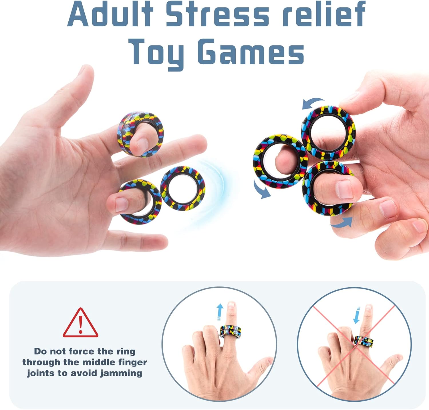 Thumbnail 3 de Magnetic Rings Fidget Toy Set (3PCS) — magnetic spinner rings for stress relief and focus