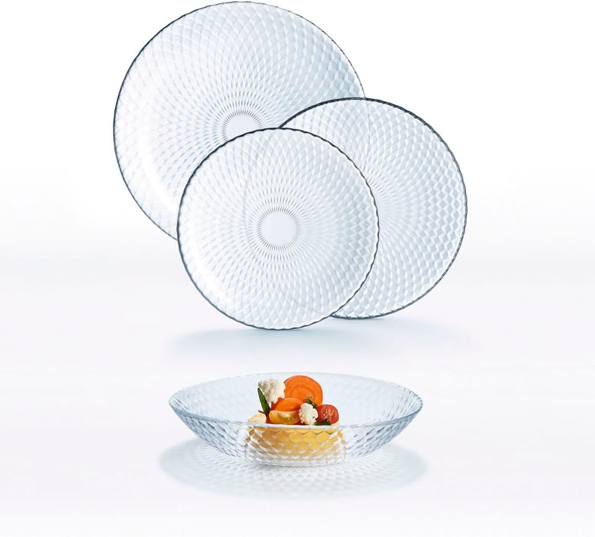 Detalle 2 de Luminarc 5424175 Pampille Clear Glass Dinnerware Set, 18 Pieces