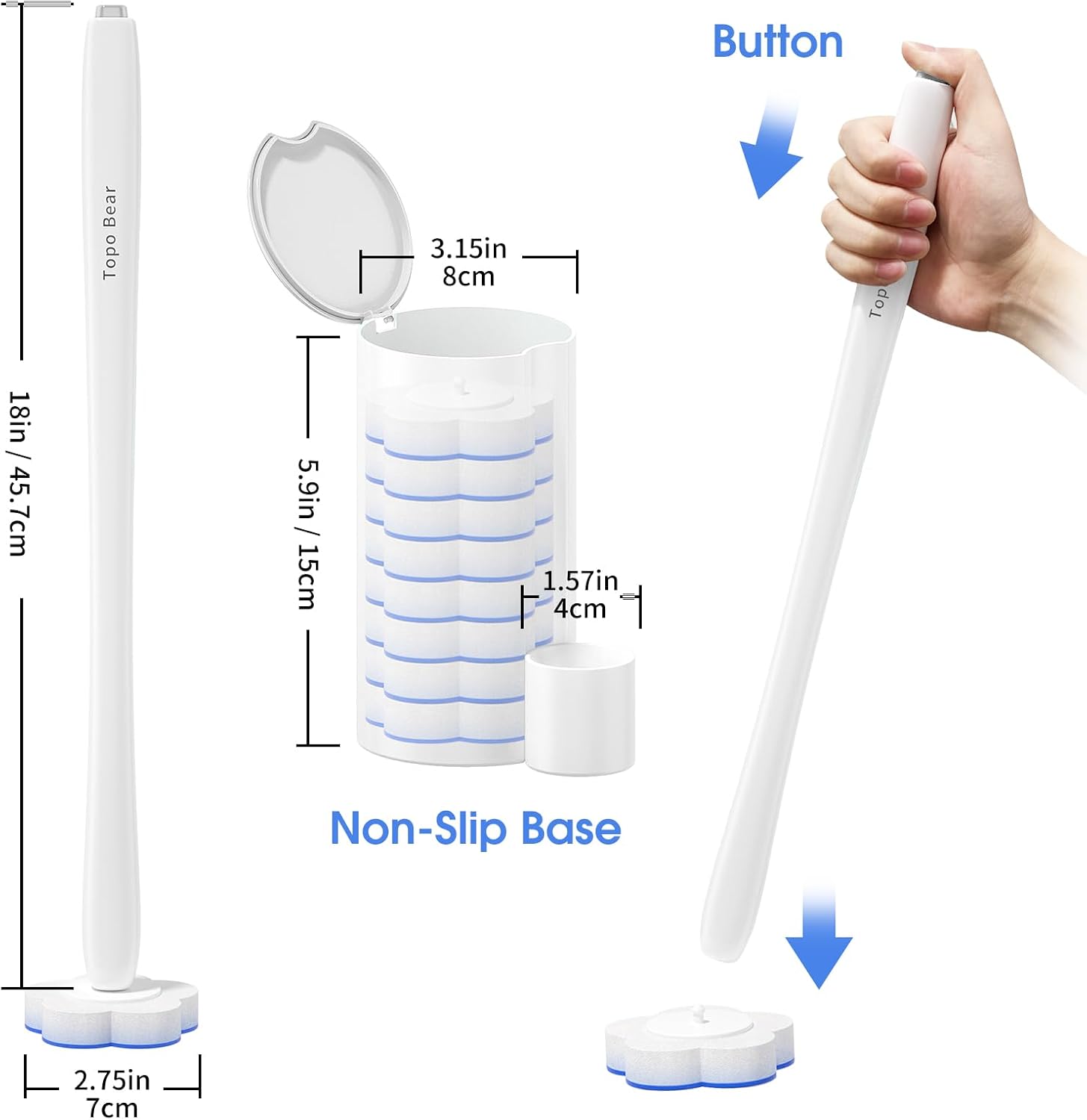 Detalle de Topo Bear top1 Disposable Toilet Bowl Brush Starter Kit with 40 Refills