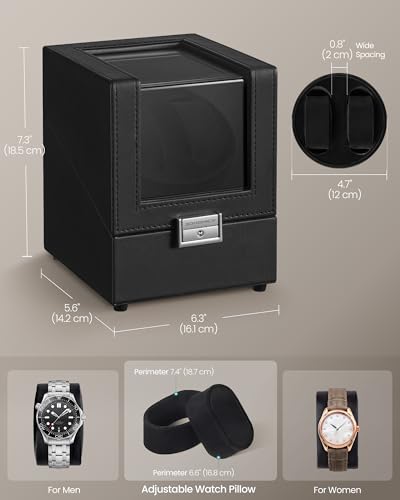 Thumbnail 4 de SONGMICS Automatic Watch Winder Box with Quiet Motor, Lock and LED Light